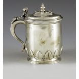 George Edward and Son of Glasgow, Chester 1914, a George V silver mustard pot, footed balsuter mug f