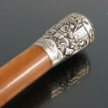 A Chinese silver mounted cane