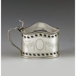 Martin, Hall and Co., Chester 1912, a George V silver mustard pot, straight sided oval form, bright