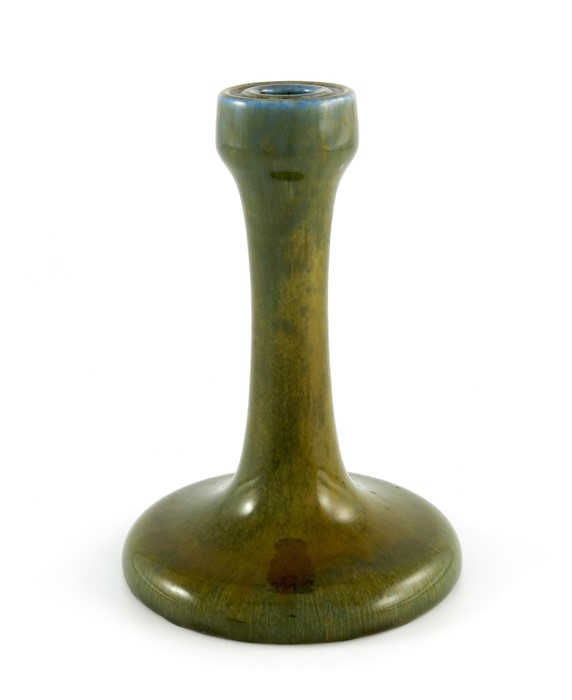 A Ruskin Souffle glazed candlestick, 1922