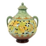 A Woodlesford Art Pottery reticulated faience vase and cover, circa 1890