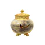 James Stinton for Royal Worcester, a blush ivory potpourri vase and cover