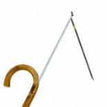 A horse measuring bamboo walking cane, 20th century, fitted with a hidden extendable