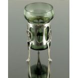 Kate Harris (attributed) for George Lawrence Connell, an Arts and Crafts silver and glass vase, Lond