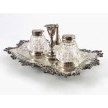 A Victorian silver ink stand, Martin Hall and Co., Sheffield 1855