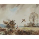 Lewis Howe Bennett (b.1936), Pheasants in Flight and Farm Scene