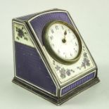 A French silver and enamelled bedside timepiece, Charles Hour