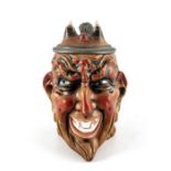 E Bohne Soehne, a novelty half litre character stein, modelled as a Devil or Satan head