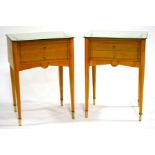 A Pair of French Art Deco Maple Bedside Cabinets