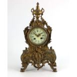 A 19th century French Louis XV style gilt metal clock, Parrot Freres movement