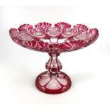 A ruby cut glass tazza