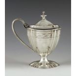 Nathan and Hayes, Chester 1911, a George V silver mustard pot, ogee fluted pedestal urn form, bright
