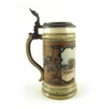 Mettlach, Villeroy and Boch, a half litre stein, incised scene of Stuttgart