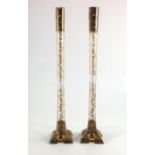 A pair of tall Bohemian glass vases