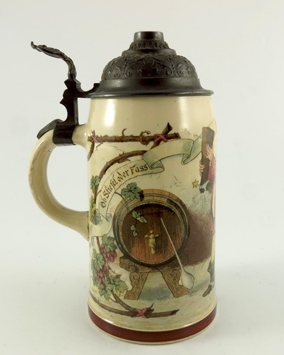 Mettlach, Villeroy and Boch, a half litre stein, printed under glaze with Falstaff - Image 2 of 7