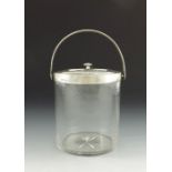Bernard Cuzner for Liberty and Co., an Arts and Crafts silver mounted glass biscuit barrel