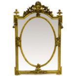 A French Gilt Gesso Overmantel Mirror
