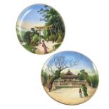 Mettlach, Villeroy and Boch, a pair of plaques, scenes of Japan