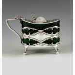 Henry Williamson, Birmingham 1905, an Edwardian silver mustard pot, reticulated straight sided lozen