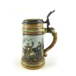 Mettlach, Villeroy and Boch, a half litre stein, incised Bicycle scene with seven bicycles