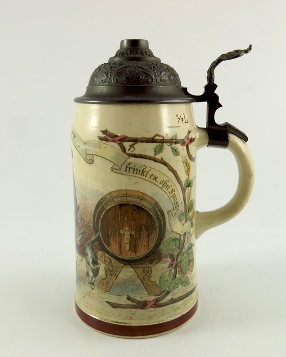 Mettlach, Villeroy and Boch, a half litre stein, printed under glaze with Falstaff - Image 4 of 7