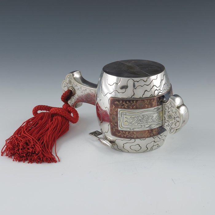 A Japanese silver and mixed metal casket in th form of a Uchide no kozuchi, or Daikoku mallet - Image 2 of 9