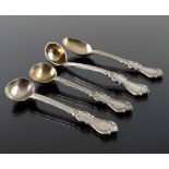 Four Victorian and William IV silver condiment and egg spoons