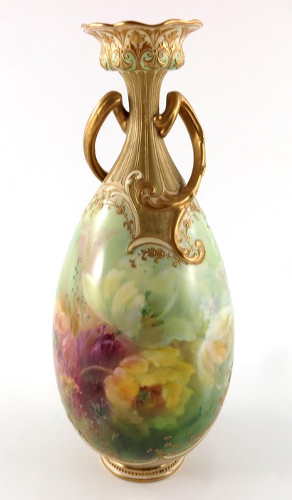 Edward Raby for Doulton Burslem, a Luscian Ware floral painted vase - Image 3 of 9
