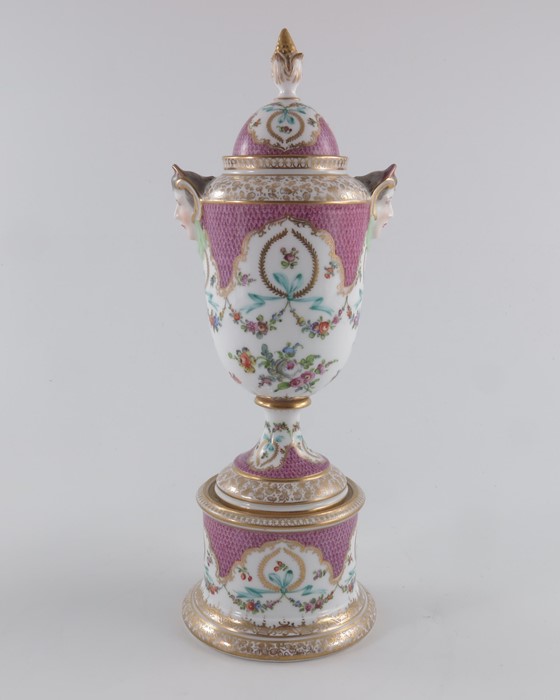 A Dresden vase and cover