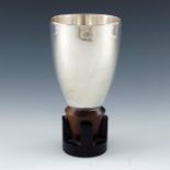 A Continental Art Deco silver and wooden goblet