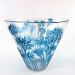 Rene Lalique, a Bluets glass vase, model 909, designed circa 1914, blue stained flowers