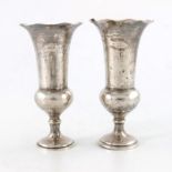 A pair of Edwardian silver pedestal vases, William Comyns