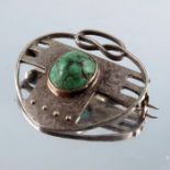 Murrle Bennett and Co., an Arts and Crafts silver and turquoise brooch