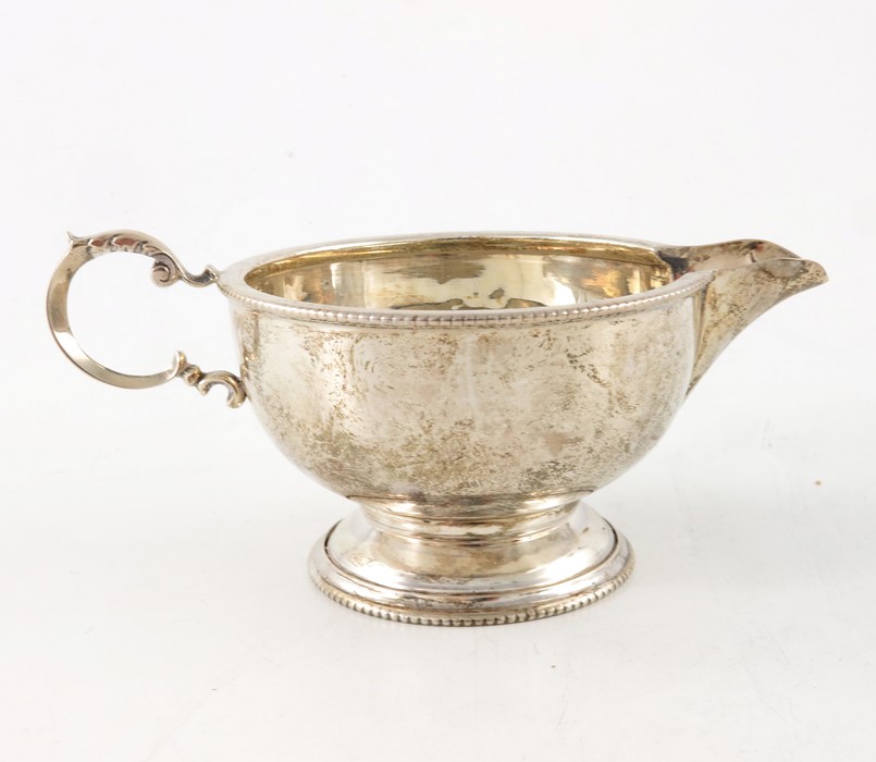 A George V silver three piece tea set, - Image 3 of 4