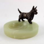 An Austrian bronze Highland Terrier dog on a green onyx base, 7.5cm high