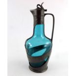 Orivit, a Jugendstil pewter and glass claret jug