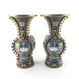 A pair of Chinese cloisonne enamelled Gu vases
