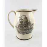 A creamware transfer printed Trafalgar jug,