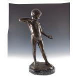 Theophile Somme, boy with snail, French bronze