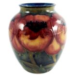 William Moorcroft, a Big Poppy on ochre vase