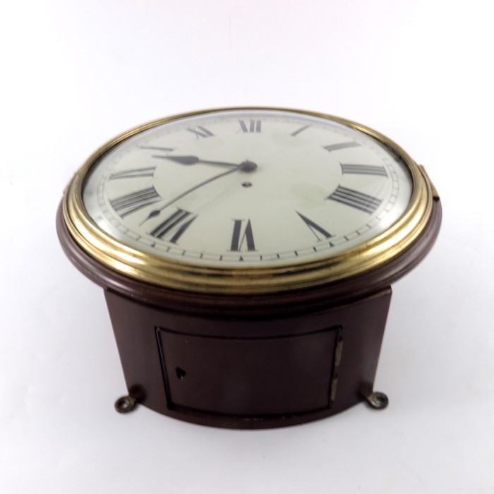 Mahogany fusee wall clock , white enamel dial. - Image 2 of 9