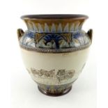 Hannah Barlow for Doulton Lambeth, a stoneware twin handled vase, circa 1890,