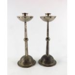 WMF, a pair of Jugendstil silver plated candlesticks