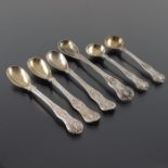 Six William IV and Victorian silver condiment spoons