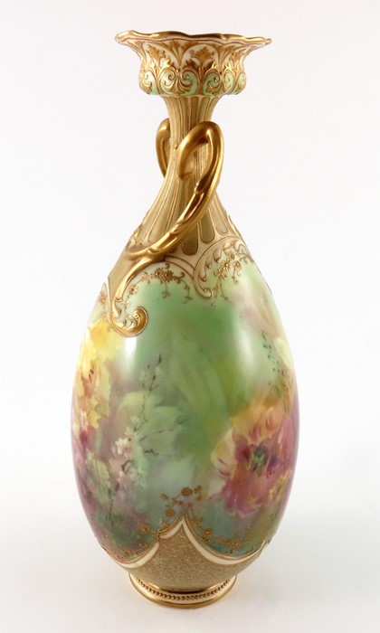 Edward Raby for Doulton Burslem, a Luscian Ware floral painted vase - Image 2 of 9