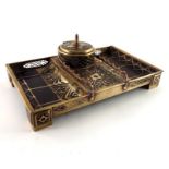 Erhard & Sohne, a Jugendstil rosewood and brass inlay ink stand