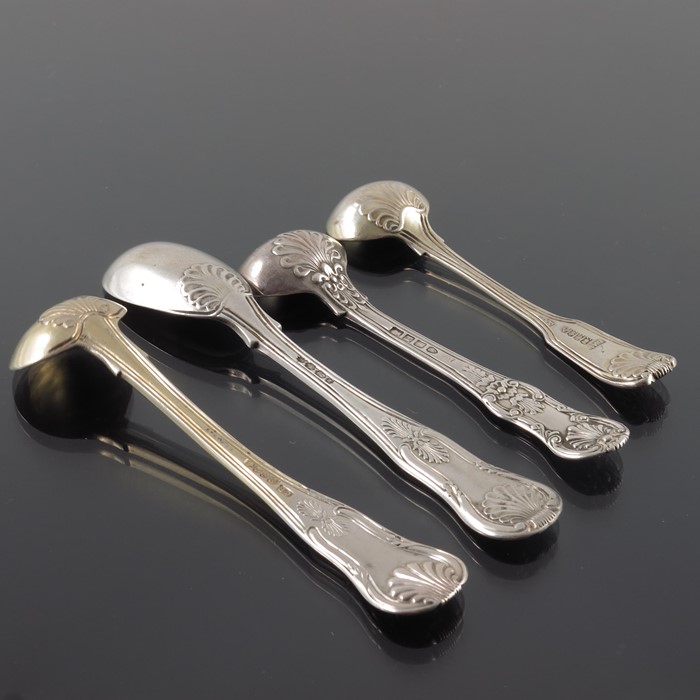 Four George III to William IV Irish silver condiment spoons - Image 3 of 5