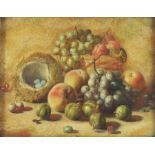 Charles Archer (1855-1931), Still life study, fruit and bird's nest, oil on canvas