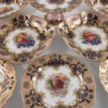 R Sebright and E Phillips for Royal Worcester, a fruit painted 17 piece dessert service