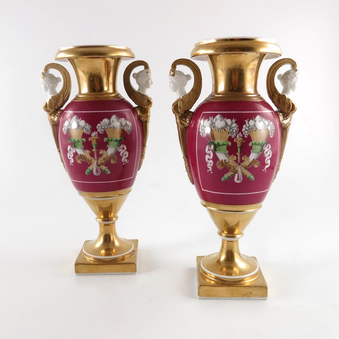 A pair of Paris porcelain twin handled vases, - Image 11 of 11